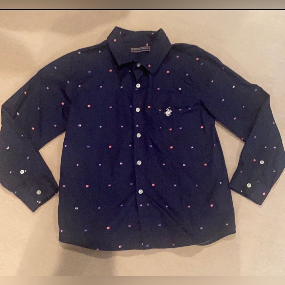 Beverly Hills Polo Club - Navy Blue Kids Shirt with Pattern